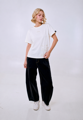 Mossimo Women's White with Big Floral Classic Fit Tee