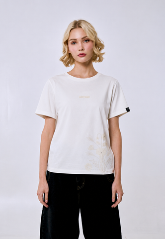 Mossimo Women's White with Big Floral Classic Fit Tee