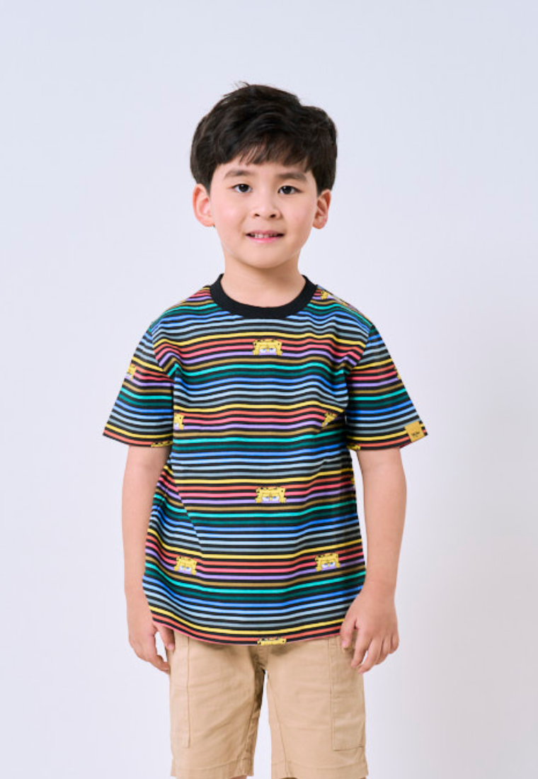 Mossimo Kids Spongebob Black Unisex Stripes Tshirt For Girls For Boys