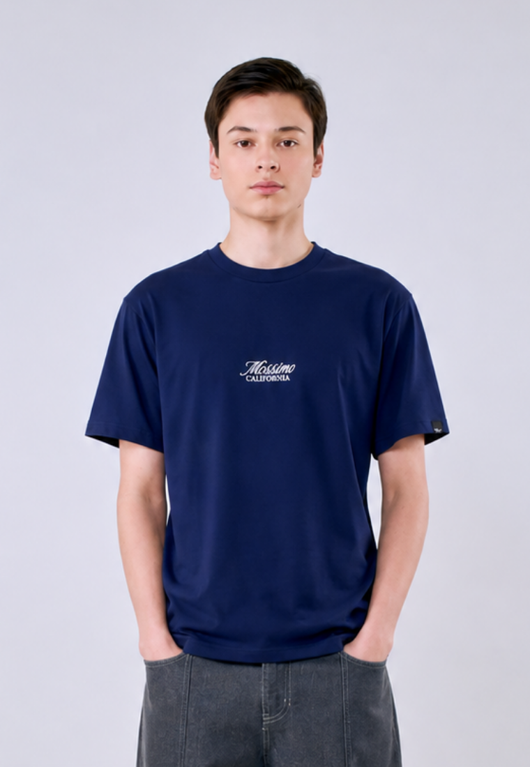 Mossimo Men's Navy Embroidered Logo Classic Fit Tee