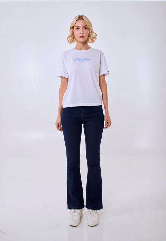 Black Semi Flared High Split Raw Hem Jeans