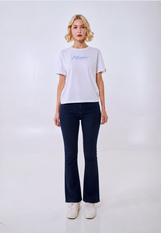 Black Semi Flared High Split Raw Hem Jeans
