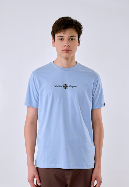 Mossimo Men's Chambray Blue Basic Logo Classic Fit Tee