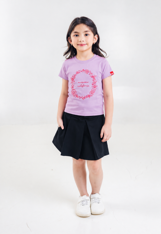 Mossimo Kids Girls Pink Embossed Floral Basic Tshirt
