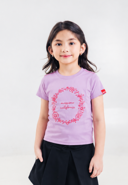 Mossimo Kids Girls Pink Embossed Floral Basic Tshirt
