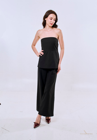 Mossimo Ivy Black Tube Jumpsuit Straight Loose Fit Leg For Women