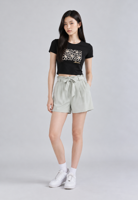 Mossimo Mint Green Wide Leg Shorts with Ribbon Tie