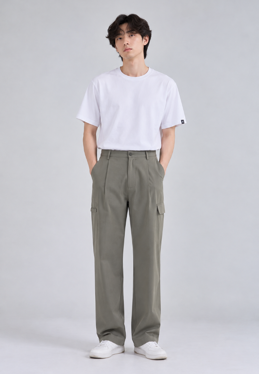 Mossimo Harvey Olive Straight Fit Flap Trousers Pants For Men
