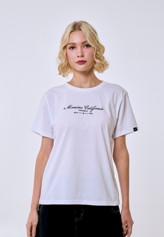 Mossimo Women's White Embroidered Logo Classic Fit Tee