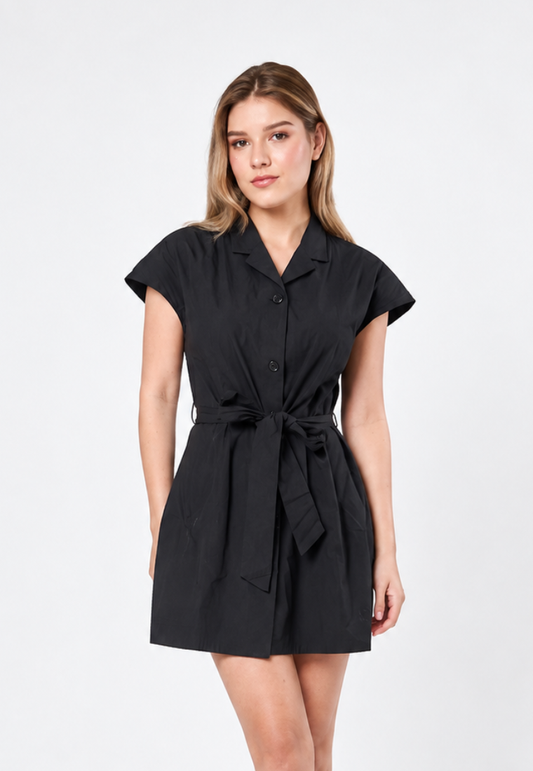 Mossimo Kiera Black Notched Collar Dress