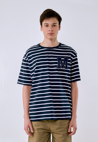 Mossimo Men's Navy White Felt Applique Details Modern Fit Tee