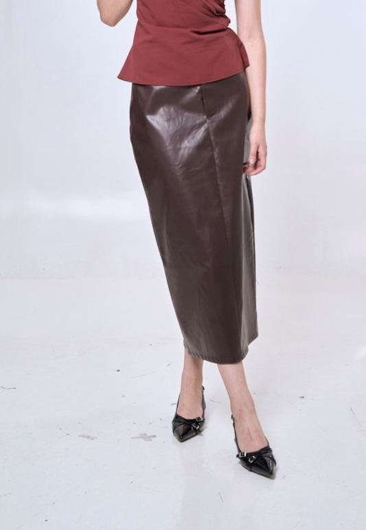 Mossimo Leonora Choco Leather Tailored Skirt