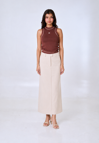Mossimo Haisley Oat Mid Waist Maxi Skirt