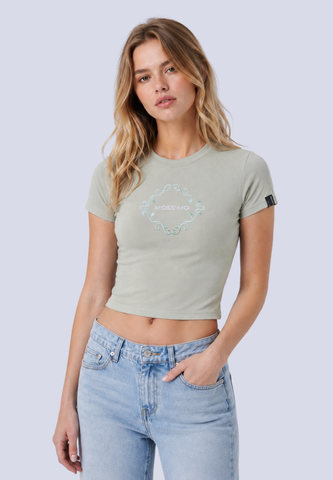 Mossimo Evangeline Pale Green Cropped Body Fitted Tee For Women