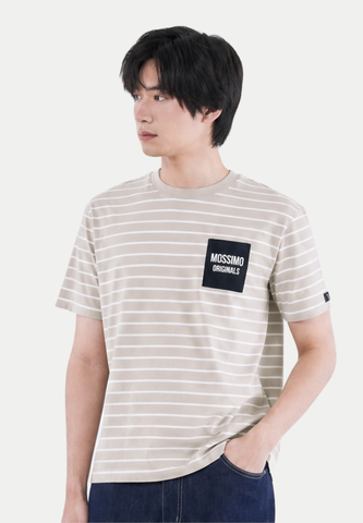 Mossimo Men's White Khaki Cropped Loose Fit Tee