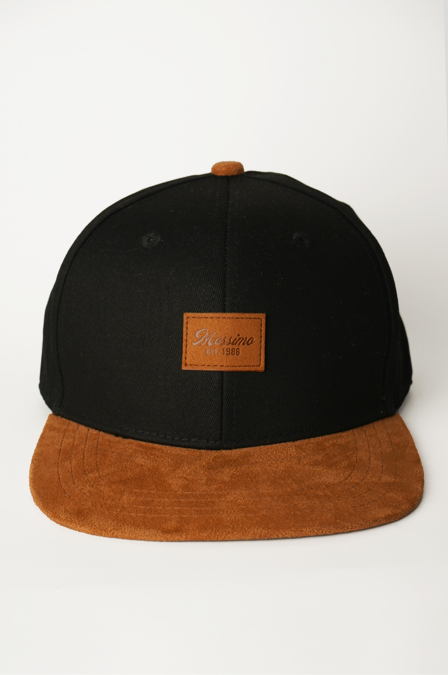 Mossimo Black Brown Suede Cap with Deboss Print