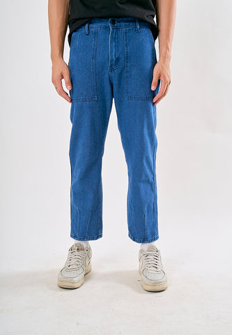 Mossimo Ignatius Medium Blue Loose Fit Denim Utility Jeans