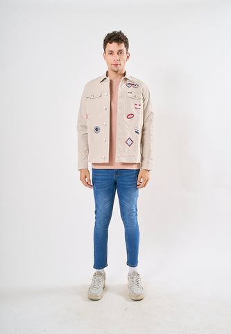 Mossimo Harold Coke Silver Gray Classic Jacket with Woven Patch