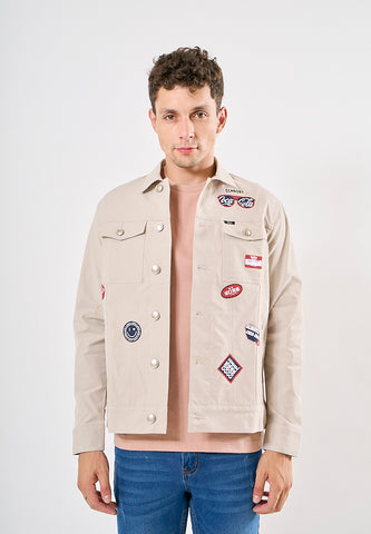 Mossimo Harold Coke Silver Gray Classic Jacket with Woven Patch