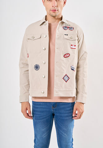 Mossimo Harold Coke Silver Gray Classic Jacket with Woven Patch