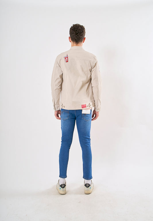 Mossimo Harold Coke Silver Gray Classic Jacket with Woven Patch