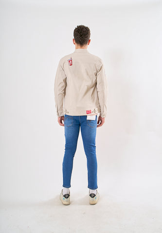 Mossimo Harold Coke Silver Gray Classic Jacket with Woven Patch