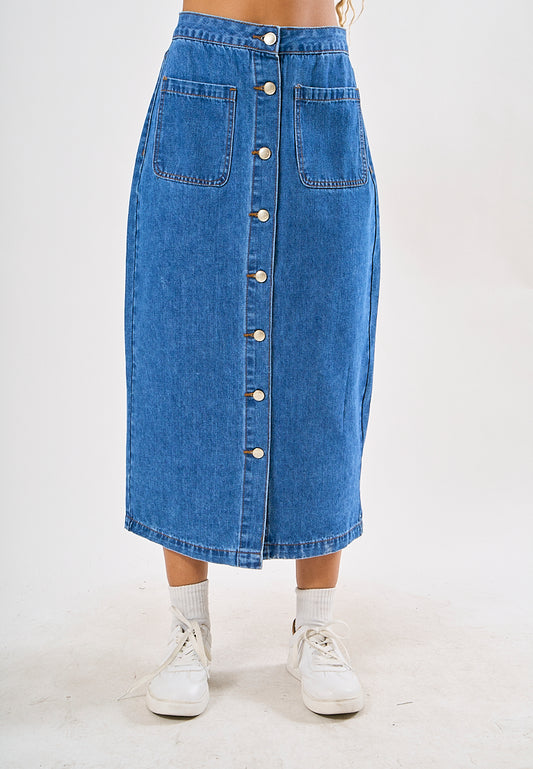 Mossimo Rinalyn Medium Blue Mid Rise Denim Skirt