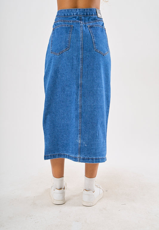 Mossimo Rinalyn Medium Blue Mid Rise Denim Skirt