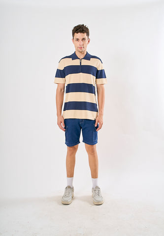 Mossimo Kayden Beige Navy Urban Fit Fashion Top
