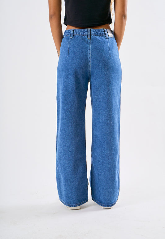 Mossimo Janna Medium Blue Wide Leg High Waisted Jeans