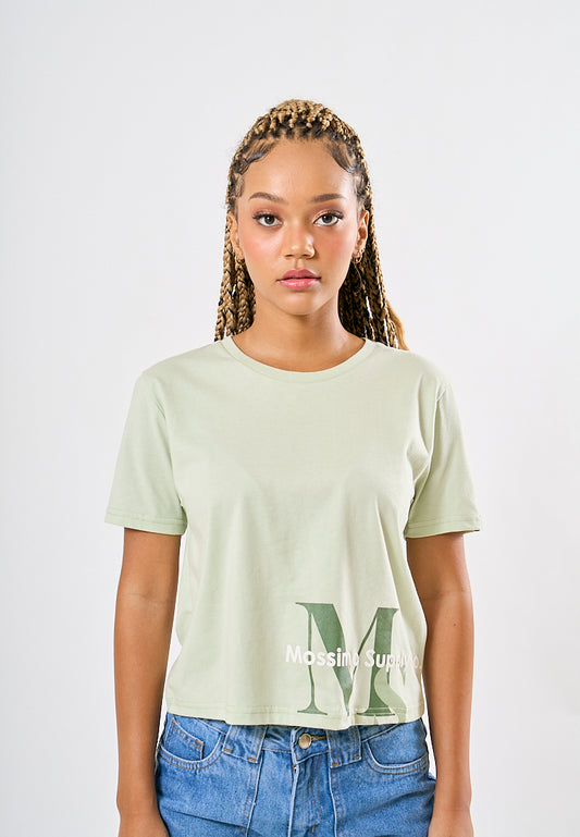 Mossimo Julie Fog Green Classic Cropped Fit Tee