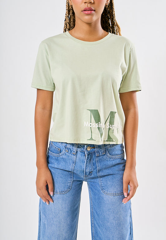 Mossimo Julie Fog Green Classic Cropped Fit Tee