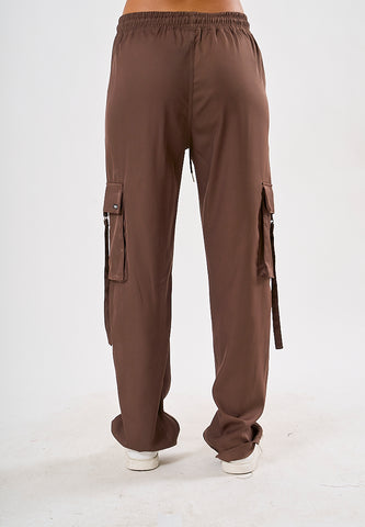 Mossimo Jeraldine Nutshell Brown Straight Mid Cargo Trousers