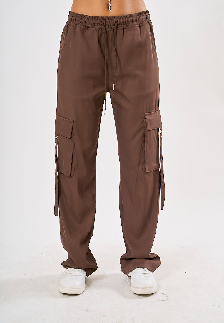 Mossimo Jeraldine Nutshell Brown Straight Mid Cargo Trousers