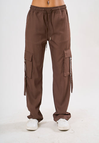 Mossimo Jeraldine Nutshell Brown Straight Mid Cargo Trousers