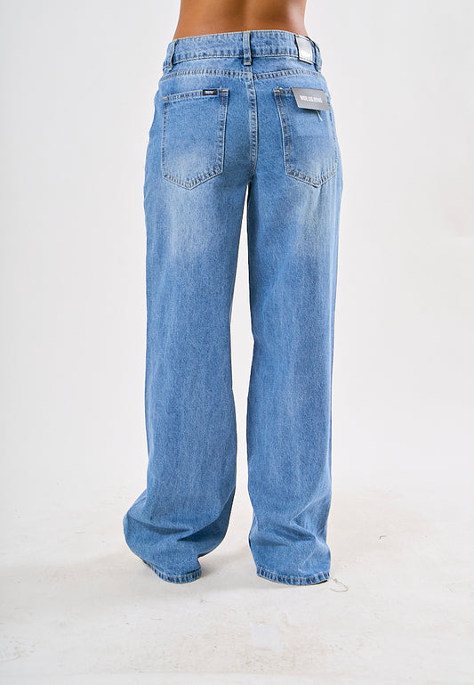 Mossimo Aurora Light Blue Wide Leg Mid Rise with Fold Pocket Jeans