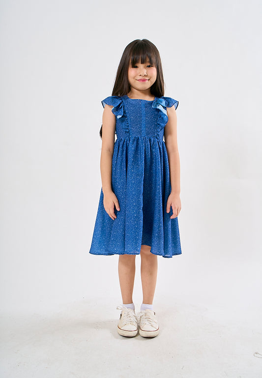 Mossimo Kids Ferlyn Blue Laced Trim Frill Dress
