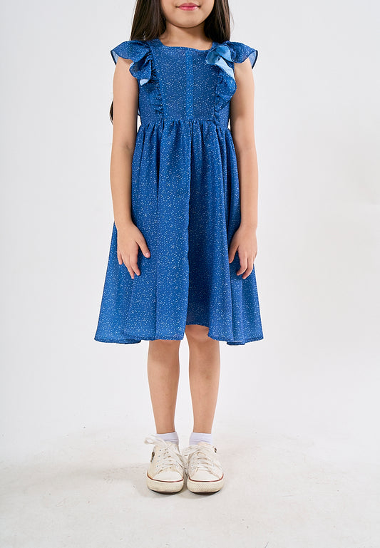 Mossimo Kids Ferlyn Blue Laced Trim Frill Dress