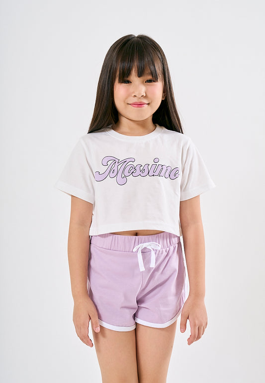 Mossimo Kids Therese Lavander Frost White Loose Cropped with Short Set
