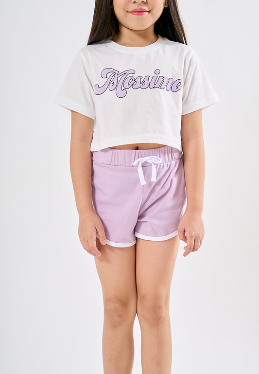 Mossimo Kids Therese Lavander Frost White Loose Cropped with Short Set