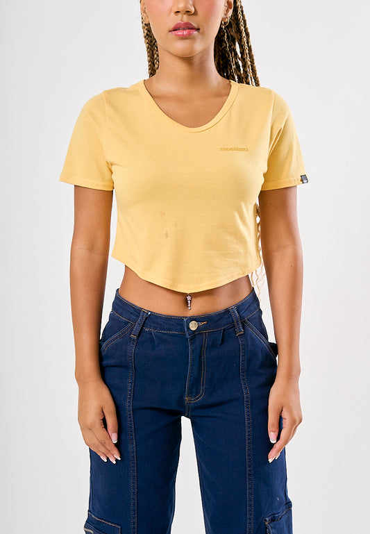 Mossimo Jewel Light Yellow Retro Cropped Fit Tee