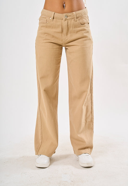 Mossimo Vivien Khaki Five Pocket Wide Leg Mid Pants