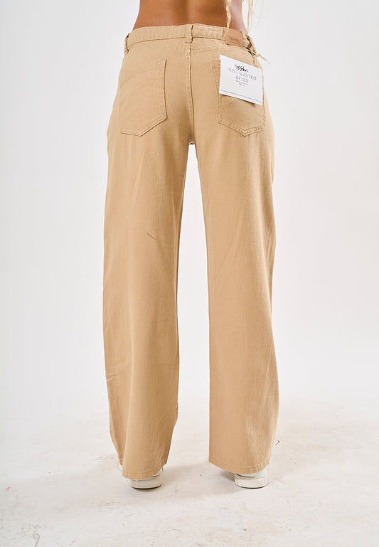 Mossimo Vivien Khaki Five Pocket Wide Leg Mid Pants