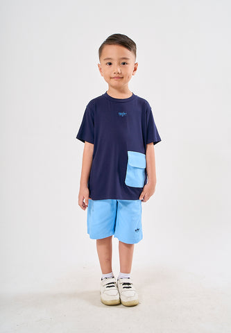 Mossimo Kids Bentley Blue Boys Pocket Tshirt and Rolled Up Short