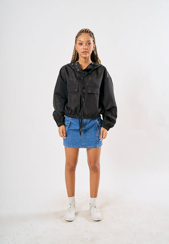 Mossimo Natalia Black Parachute Hoodie Jacket