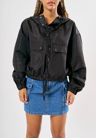 Mossimo Natalia Black Parachute Hoodie Jacket
