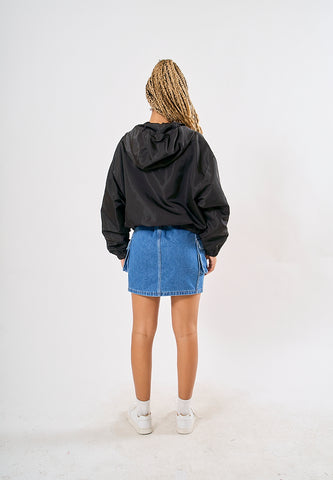 Mossimo Natalia Black Parachute Hoodie Jacket