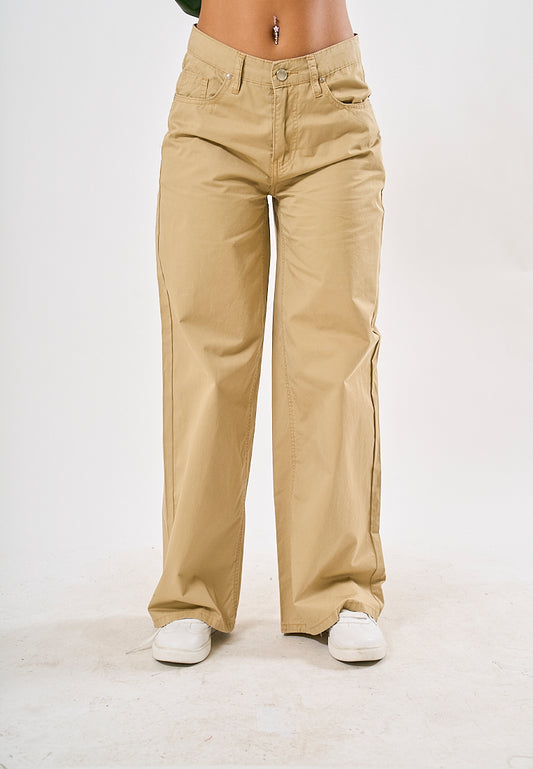 Mossimo Rei Khaki Mid Waist Straight Cut Trousers