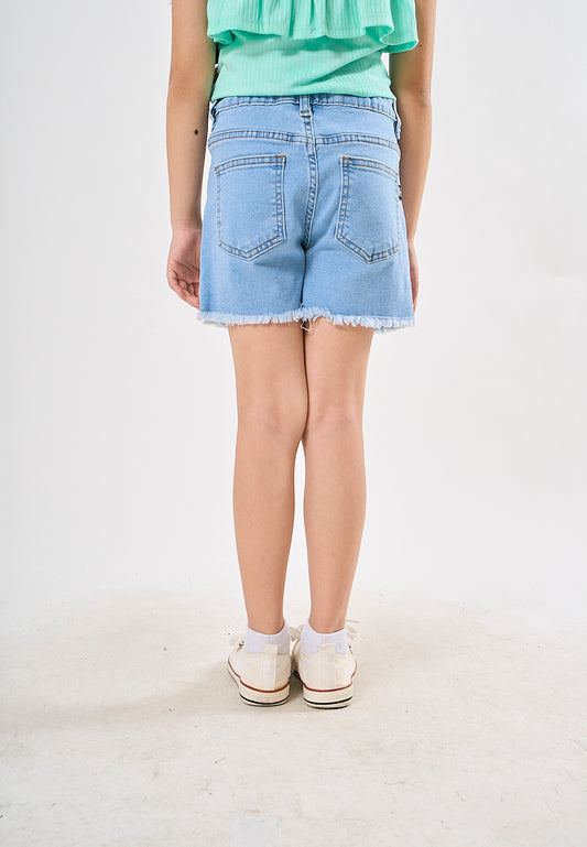 Mossimo Kids Miles Light Blue Denim Short with Floral Embroidery