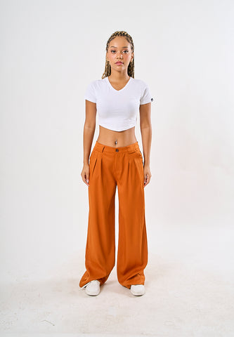 Mossimo Krista Nutshell Brown Wide Leg Mid Trousers